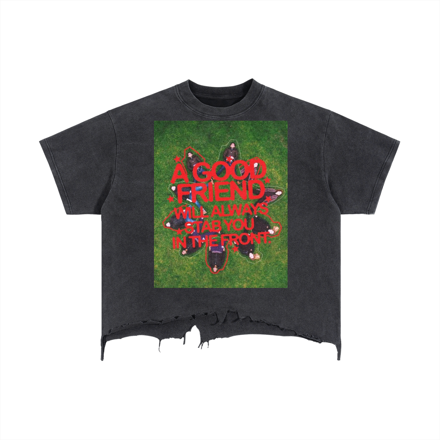 Vintage Wash Boxy Distressed Hem T-Shirt