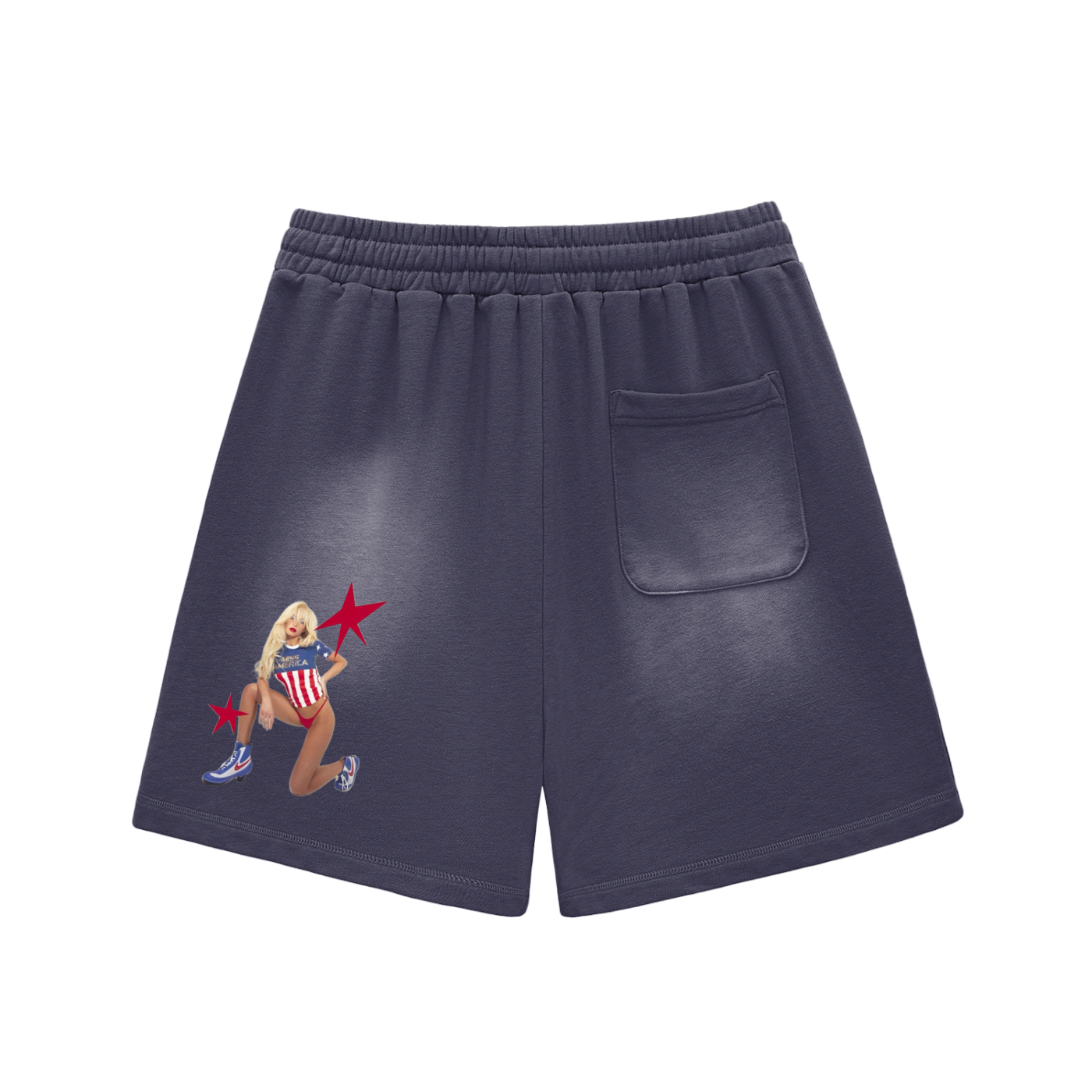 Sun Fade Raw Edge Cotton Shorts