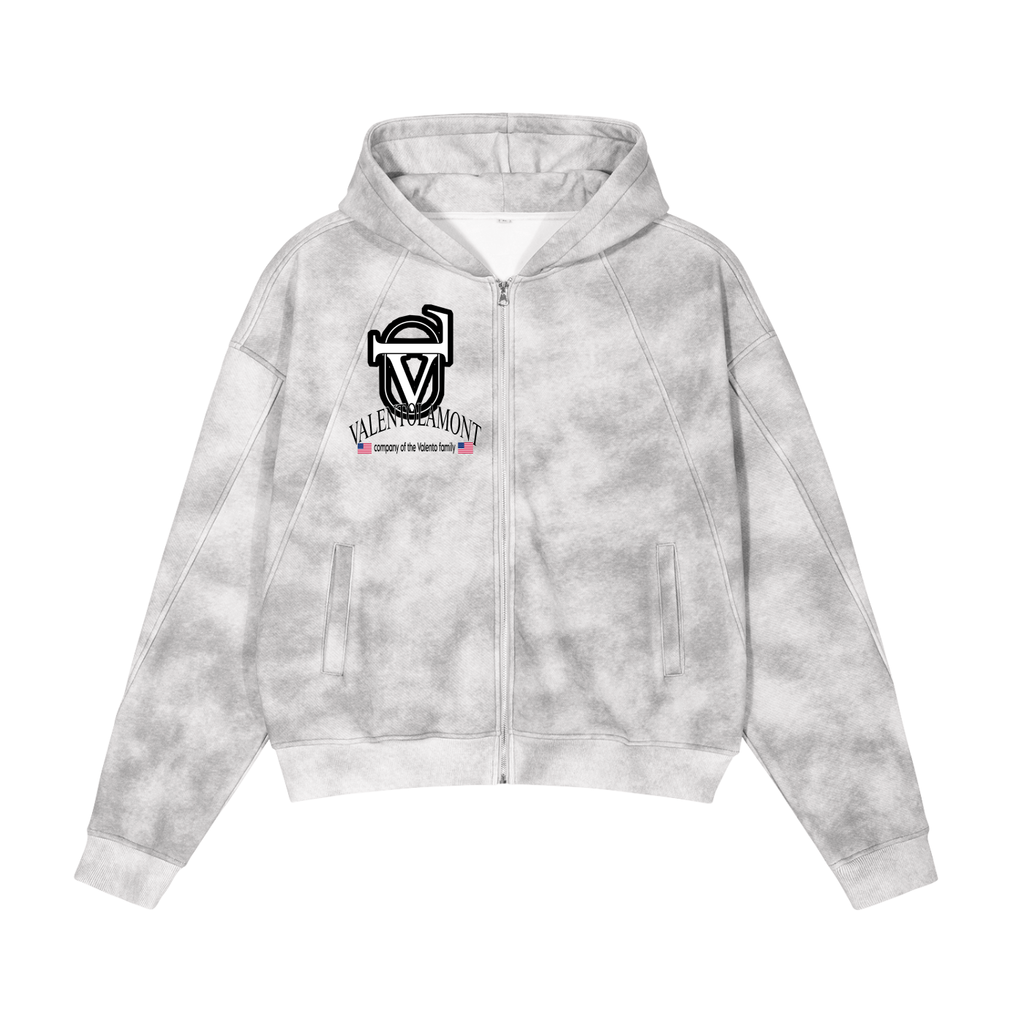 Dirty Washed Zip-Up Fleece Hoodie