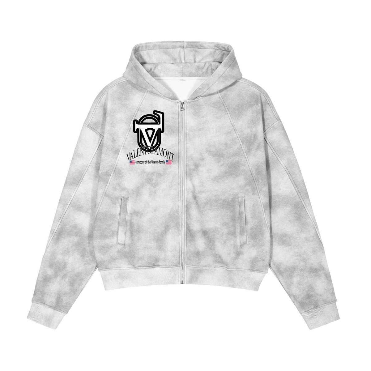 Dirty Washed Zip-Up Fleece Hoodie