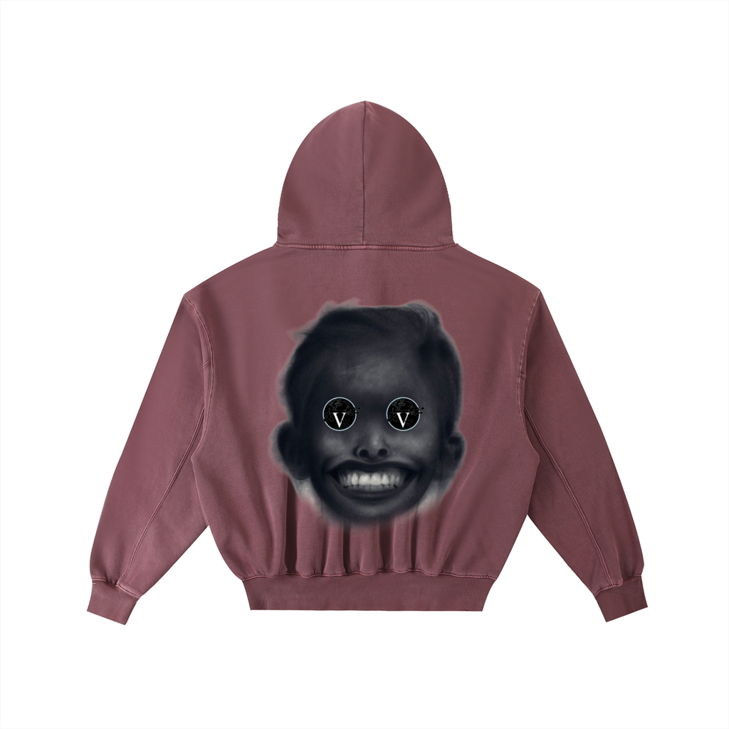 Frayed Enzyme Washed Fleece Hoodie