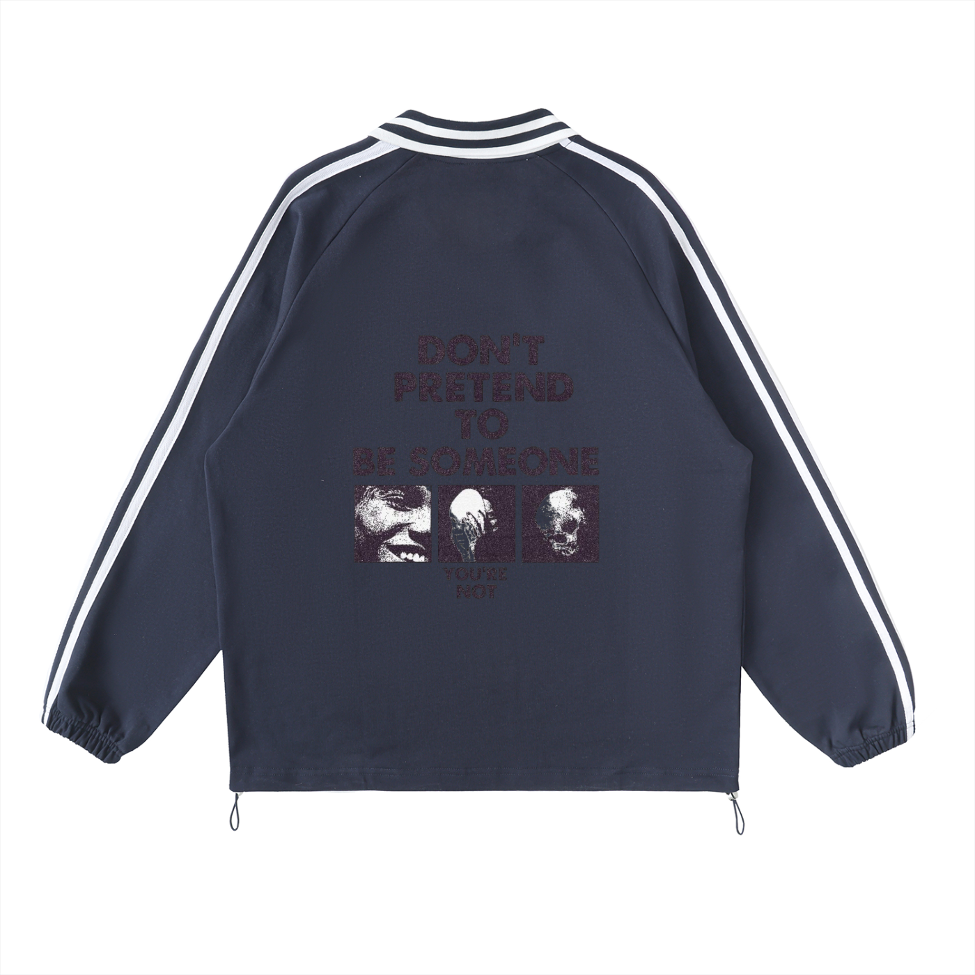 Contrast Striped Lapel Collar Sweatshirt