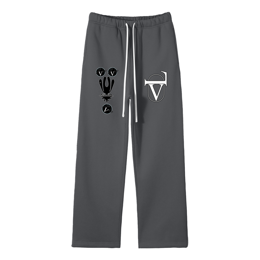 Streetwear Unisex Solid Color Fleece Straight Leg Pants