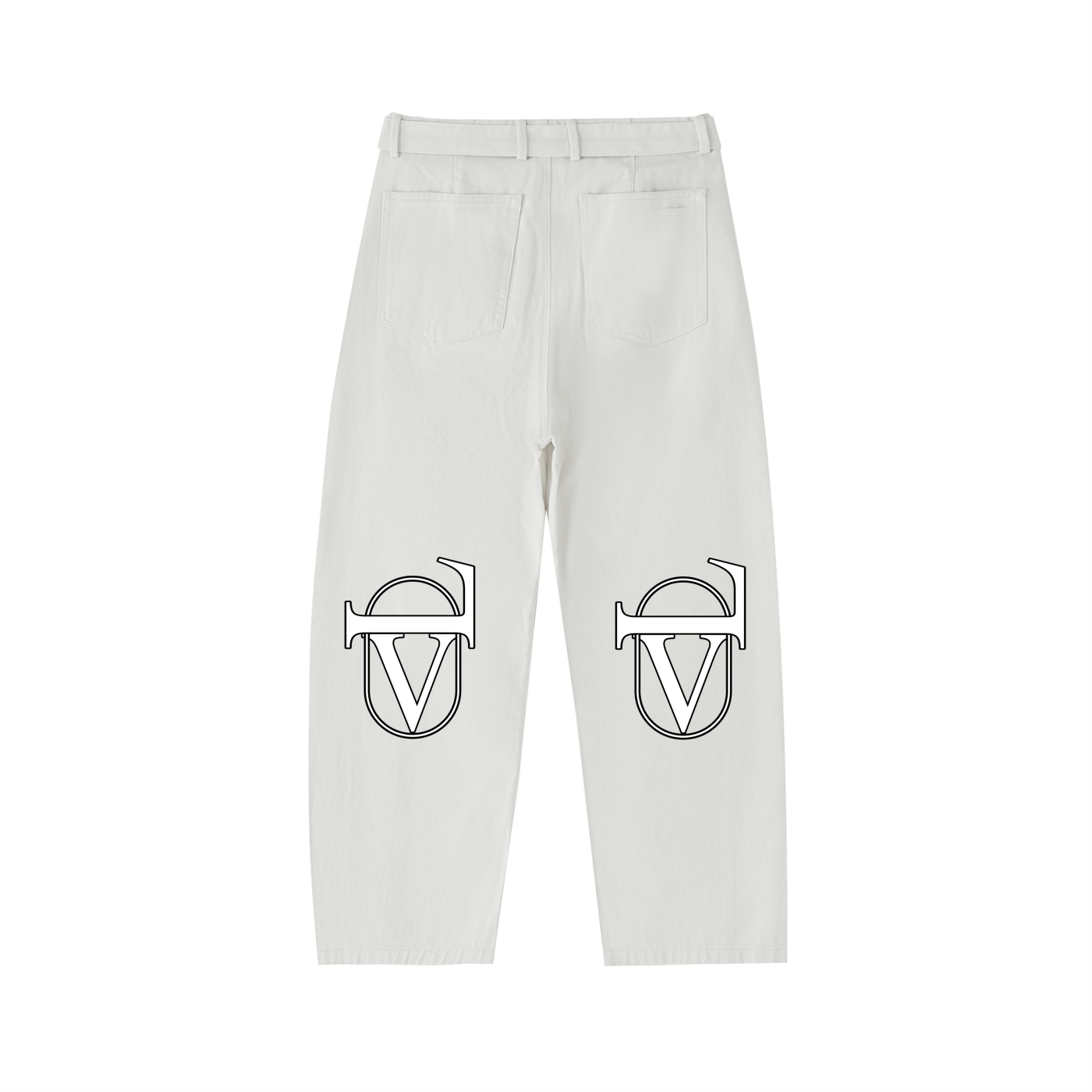 Twisted-Seam Belted Curved-Blade Pants