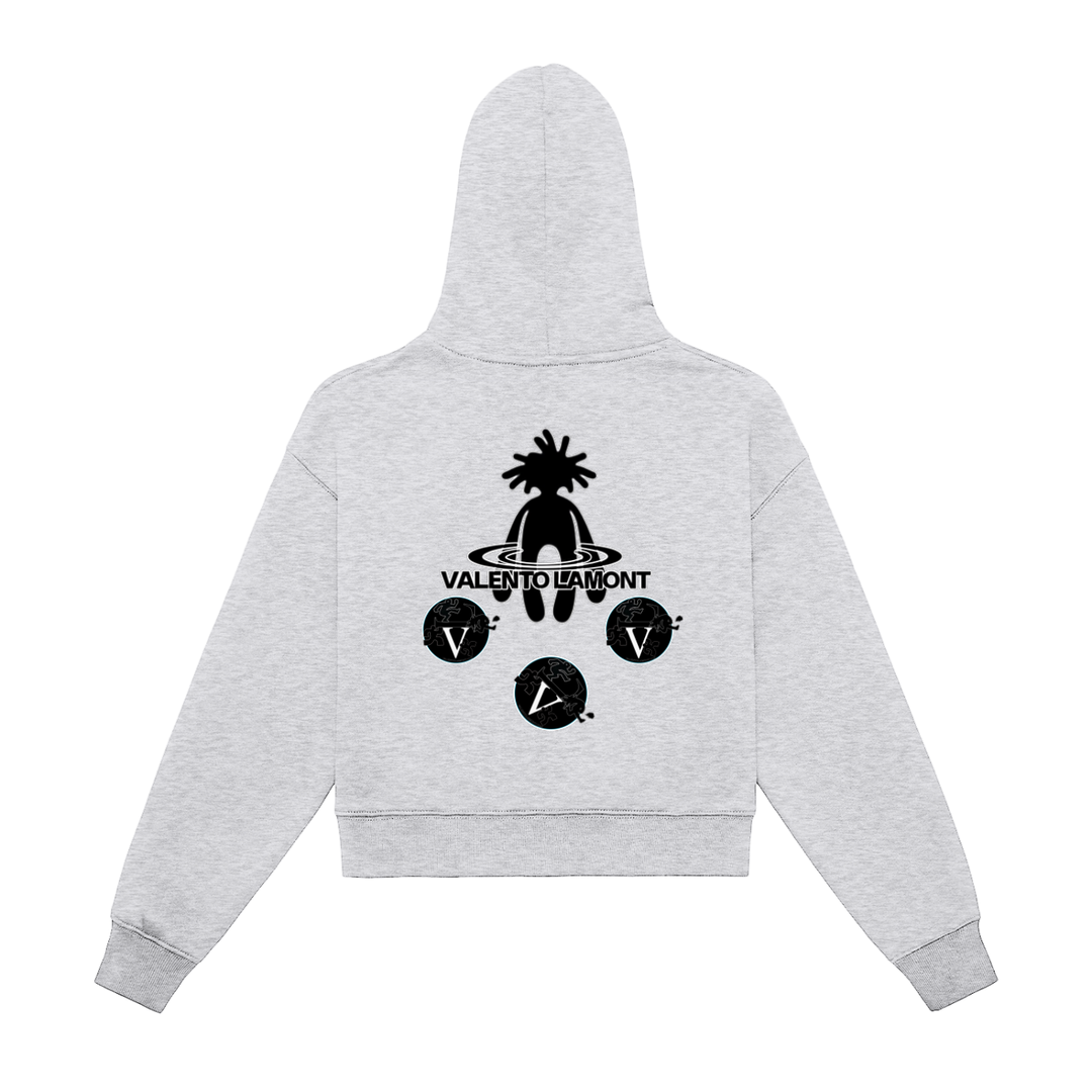 Fleeced Zip-Up Cropped Hoodie