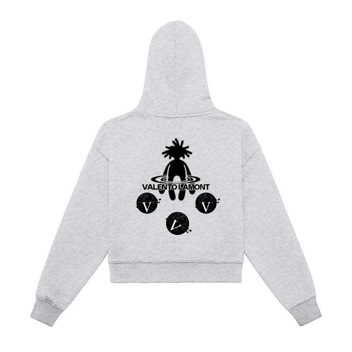 Fleeced Zip-Up Cropped Hoodie