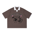 Unisex Boxy Plaid Color Block Polo Shirt