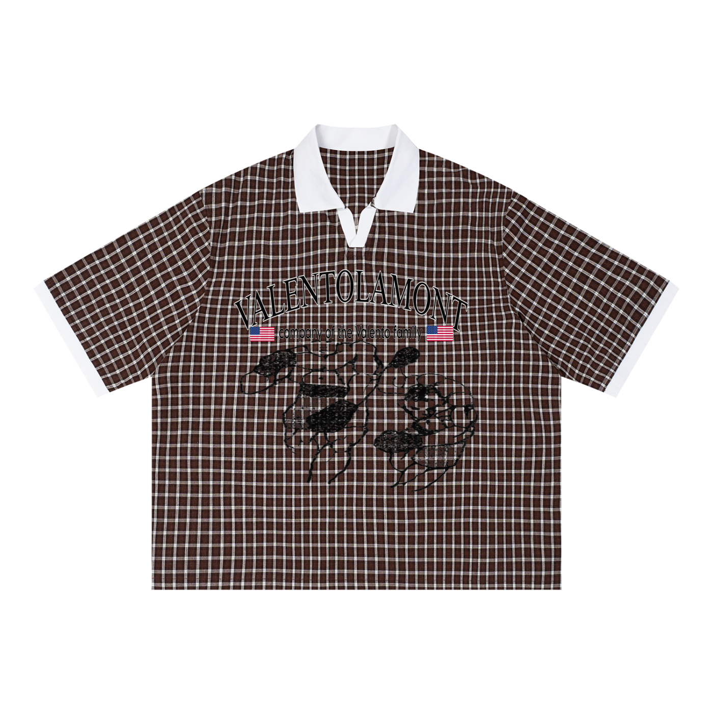 Unisex Boxy Plaid Color Block Polo Shirt