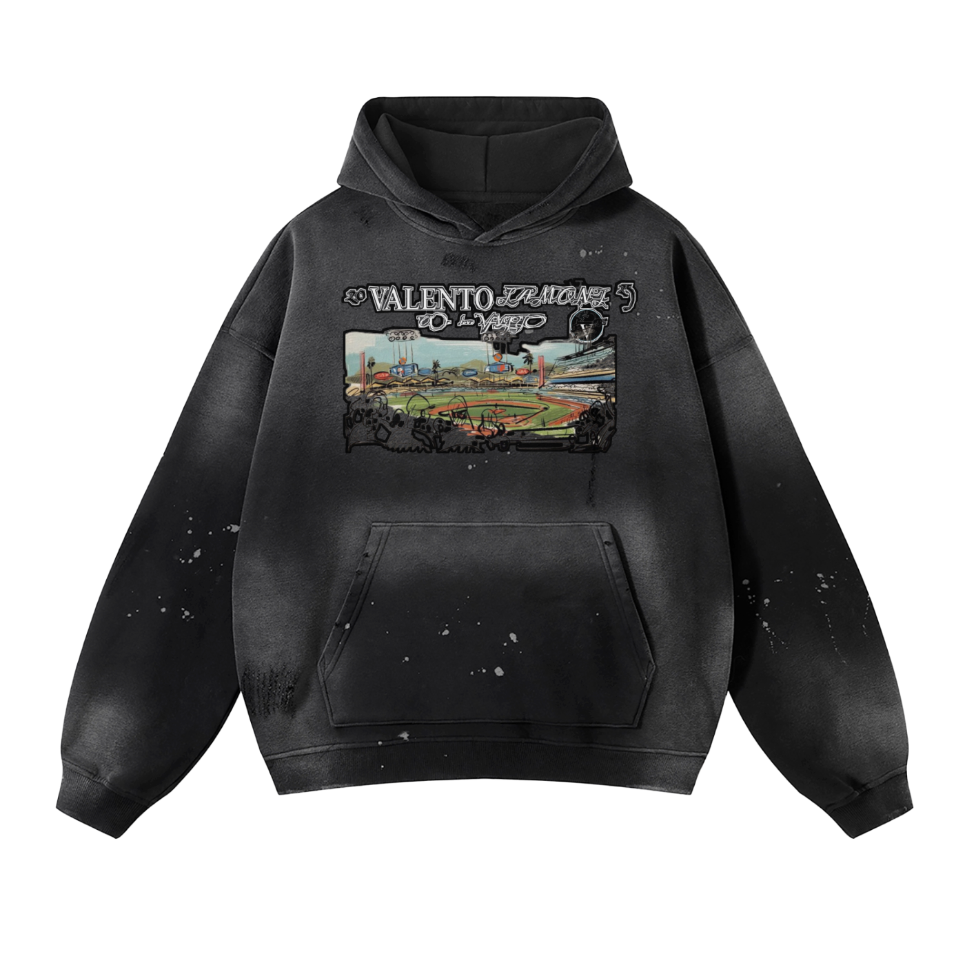 Vintage Wash Frayed Fleece Hoodie - 360 GSM