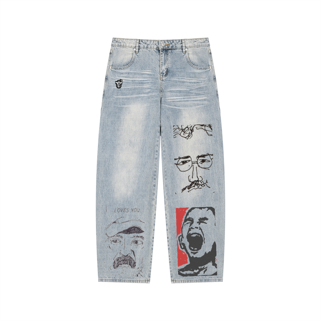Men’s Enzyme Wash Wide Leg Jeans