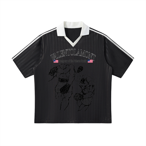 Contrast Collar Striped Soccer Jersey