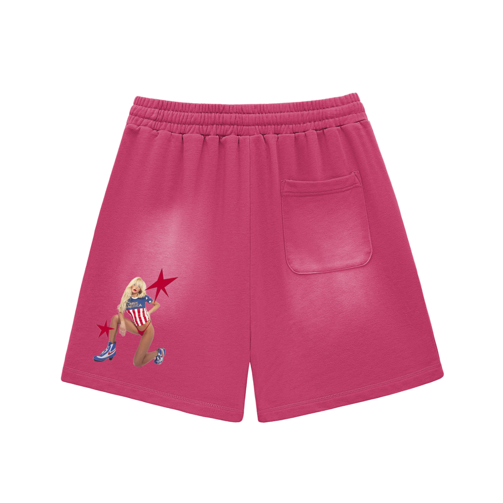 Sun Fade Raw Edge Cotton Shorts