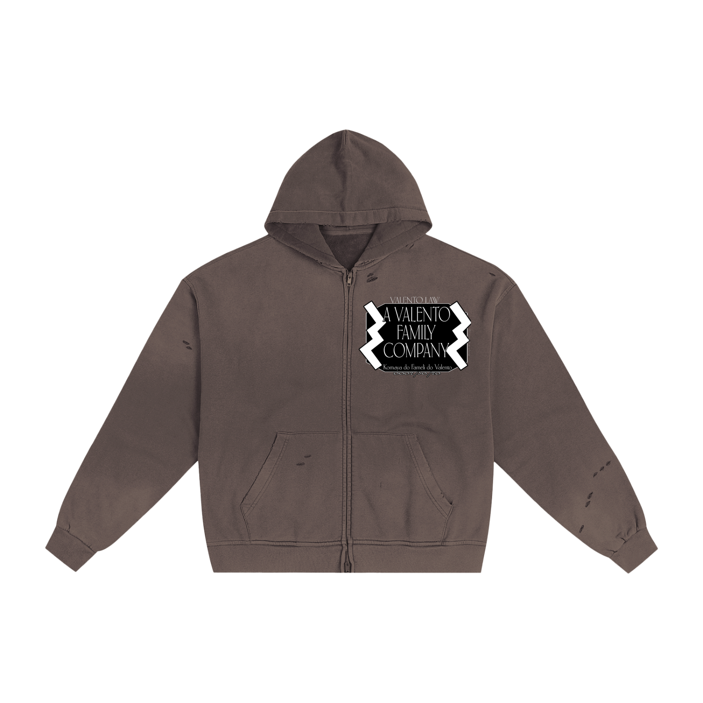 Hand-Frayed Sunfade Zip Hoodie
