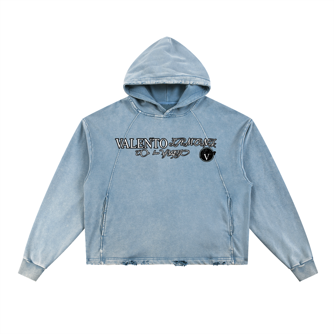 Vintage Washed Frayed-Hem Hoodie