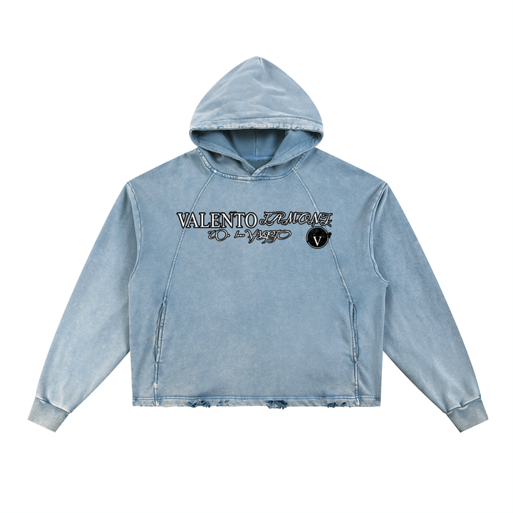 Vintage Washed Frayed-Hem Hoodie