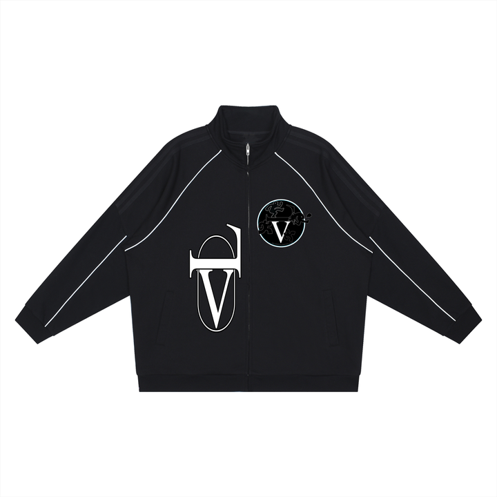 Reflection Striped Raglan Sleeve  Jacket