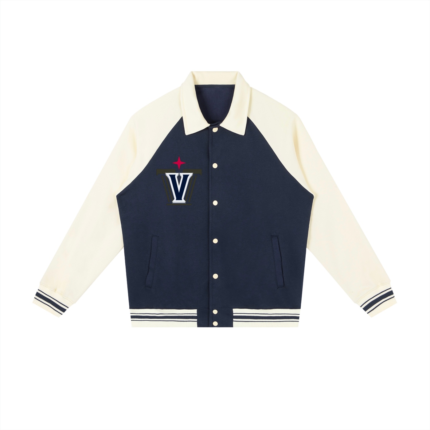 Contrast Raglan Sleeve Baseball Jacket