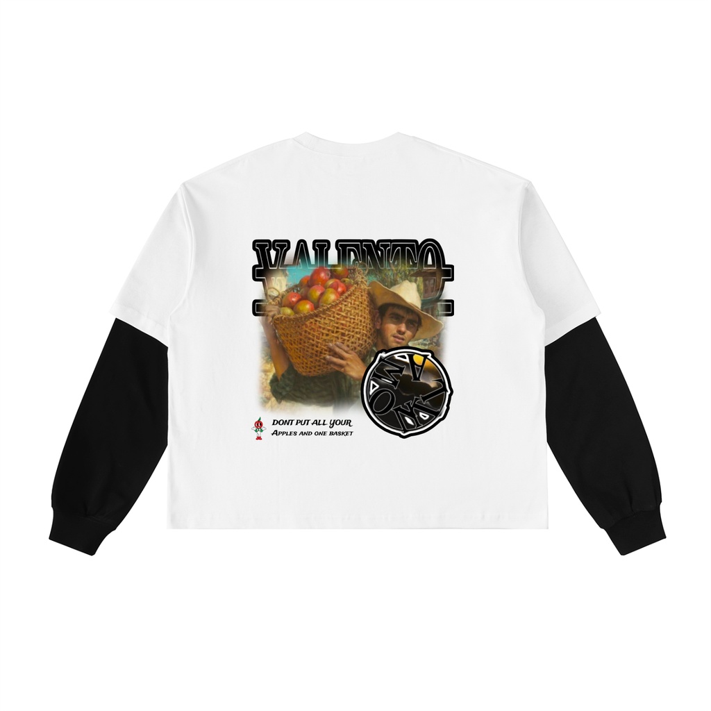 Layered Contrast Sleeve Cotton T-Shirt