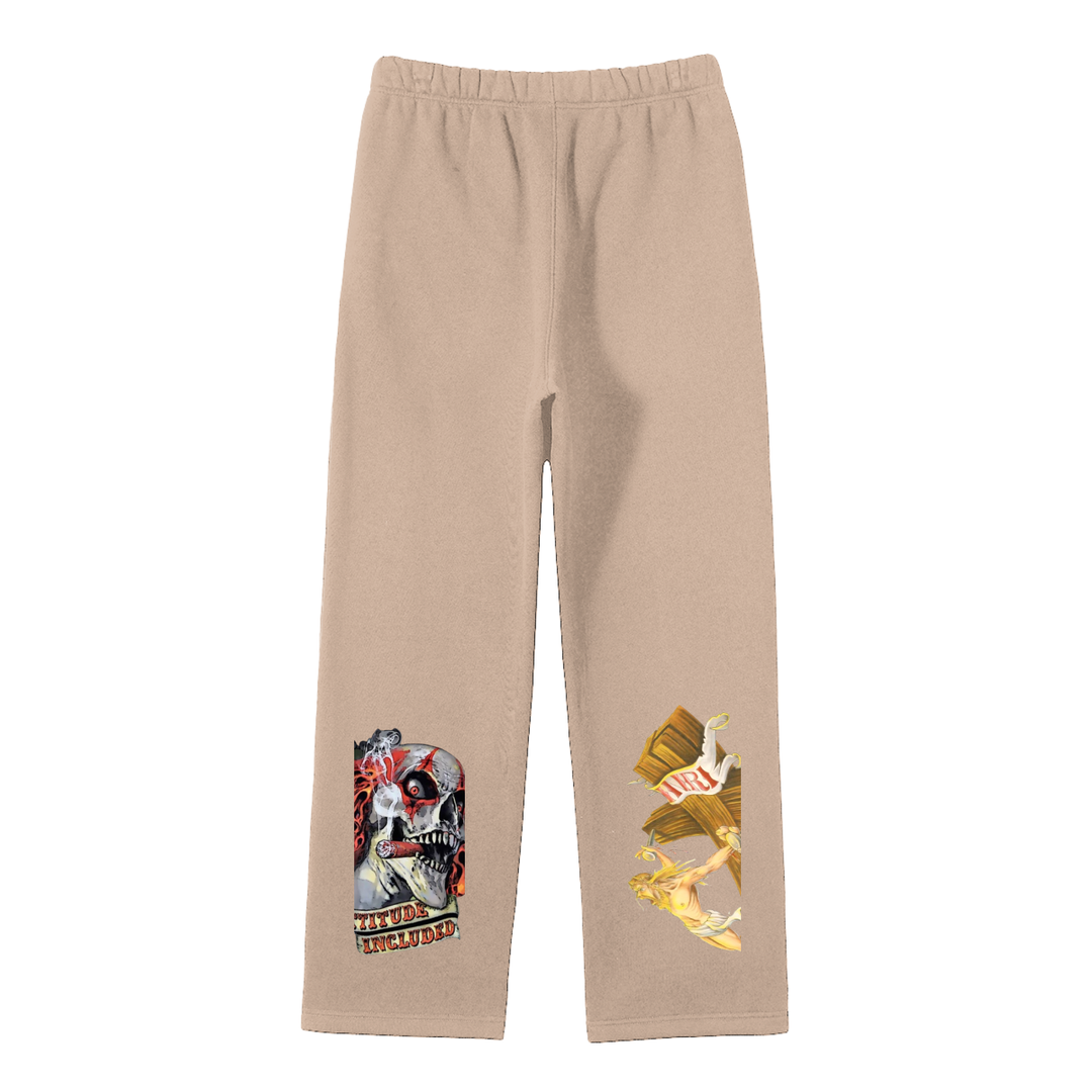 Streetwear Unisex Solid Color Fleece Straight Leg Pants