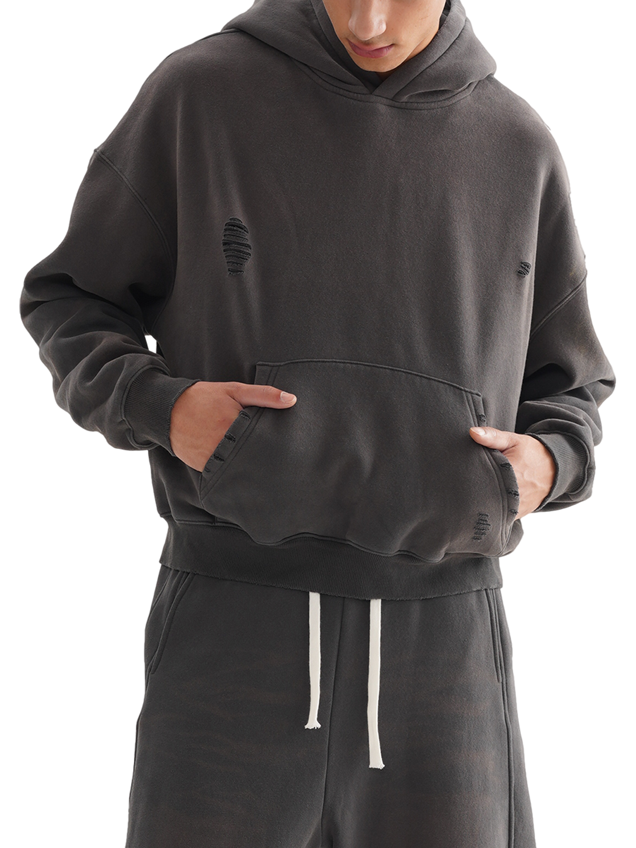 Frayed Sunfade Boxy Fleece Hoodie