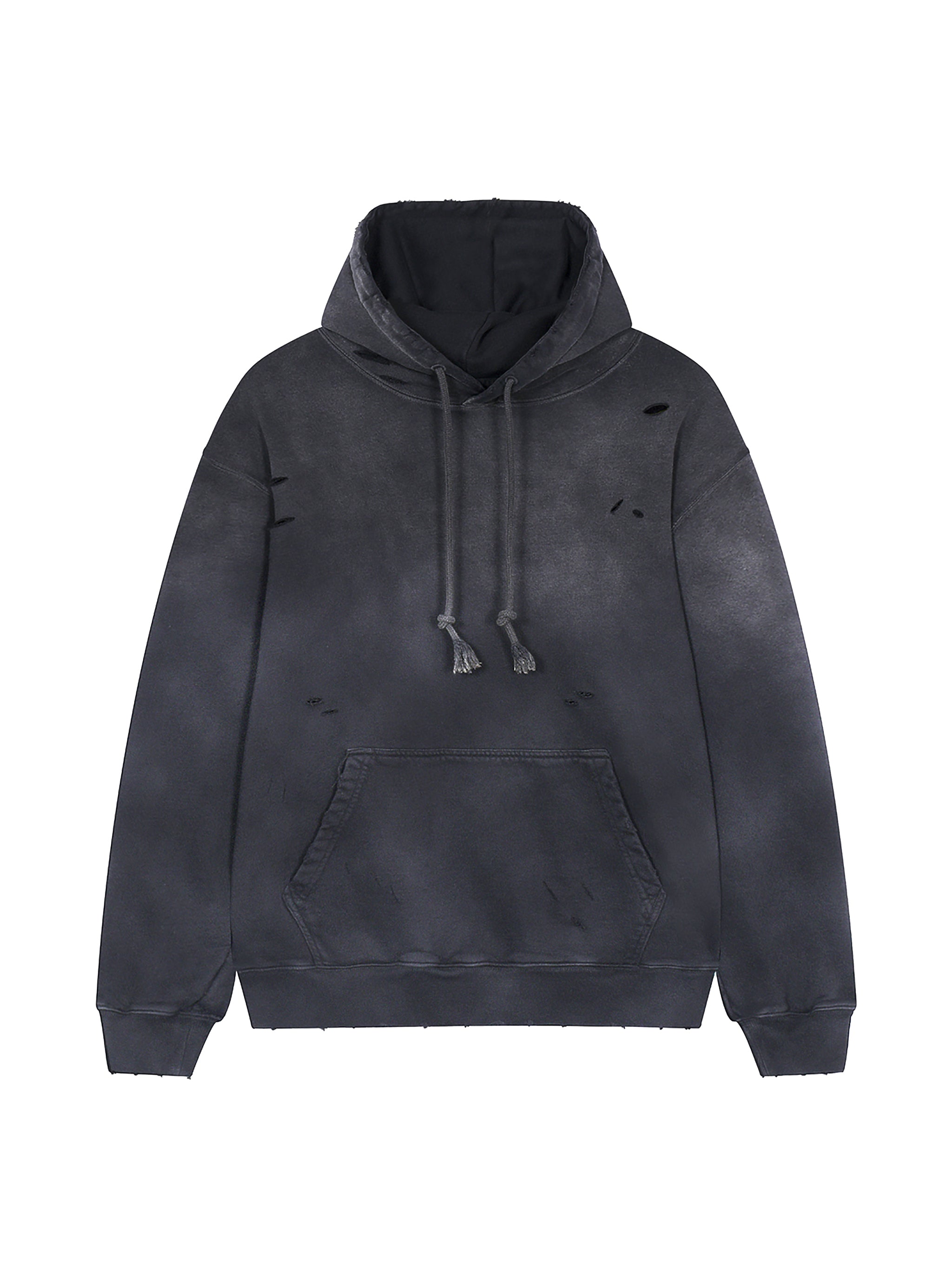 Heavyweight Pure Cotton Hand-Frayed Monkey Washed Hoodie