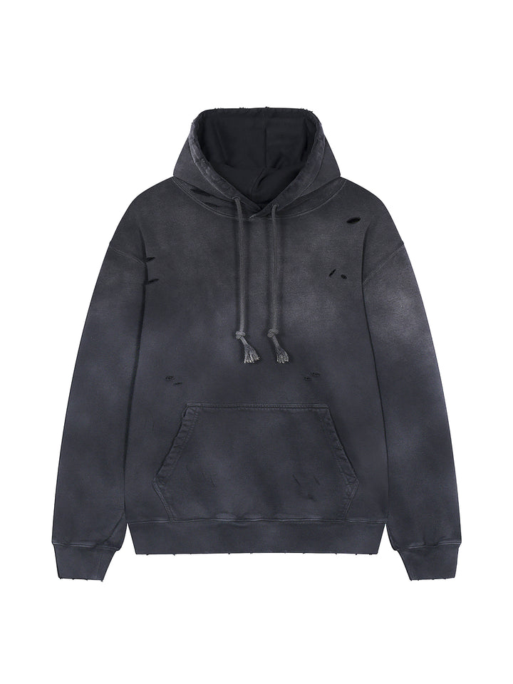 Heavyweight Pure Cotton Hand-Frayed Monkey Washed Hoodie