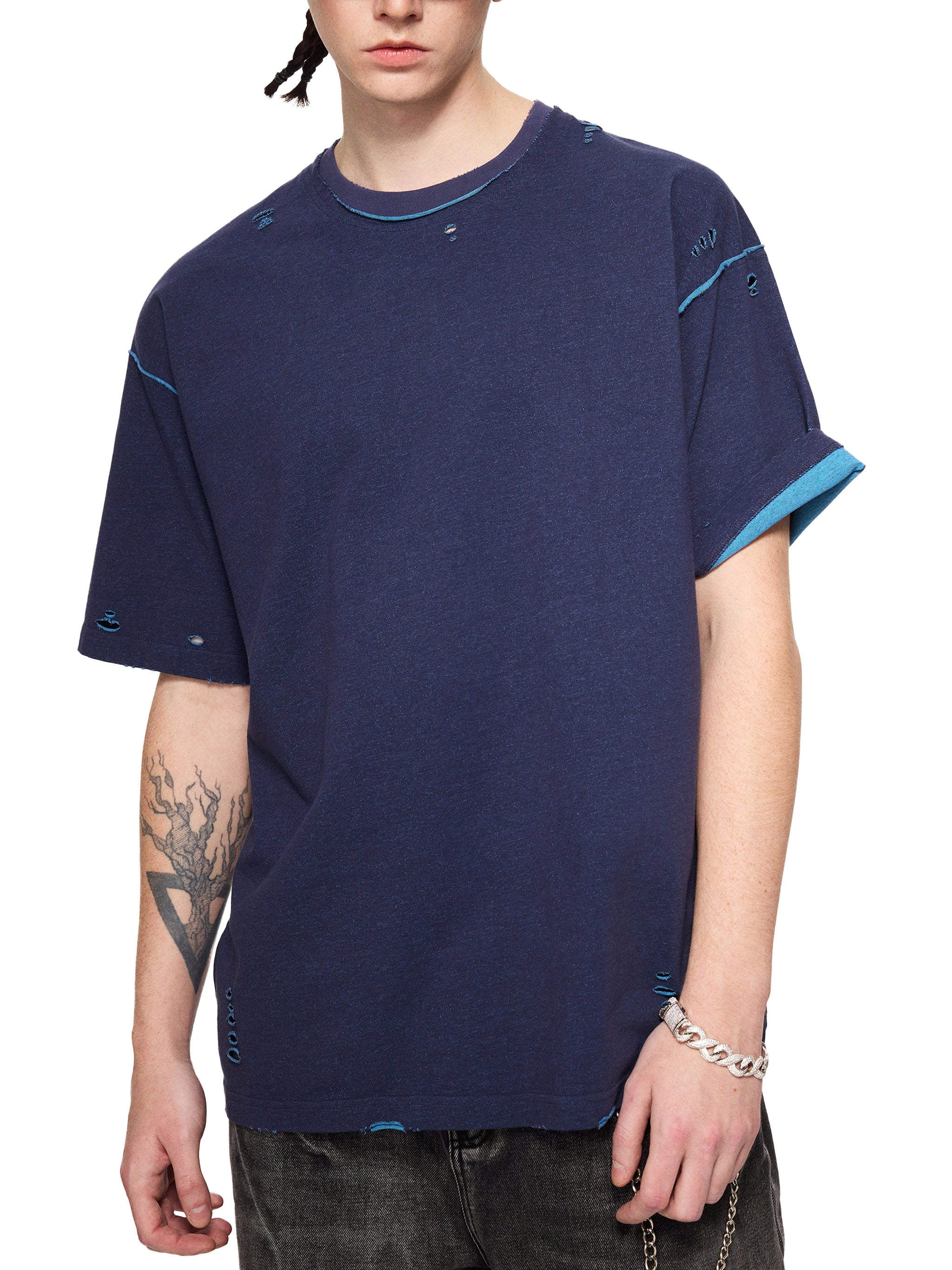 Hand-frayed Reversible T-shirt