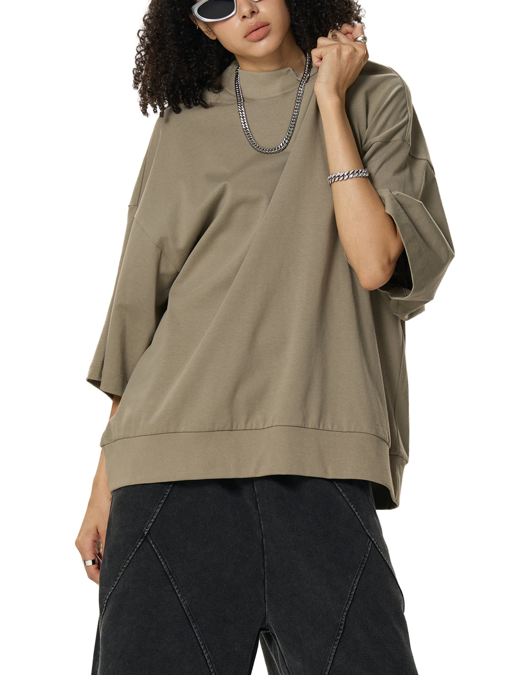 Heavyweight Oversized Mock Neck T-shirt