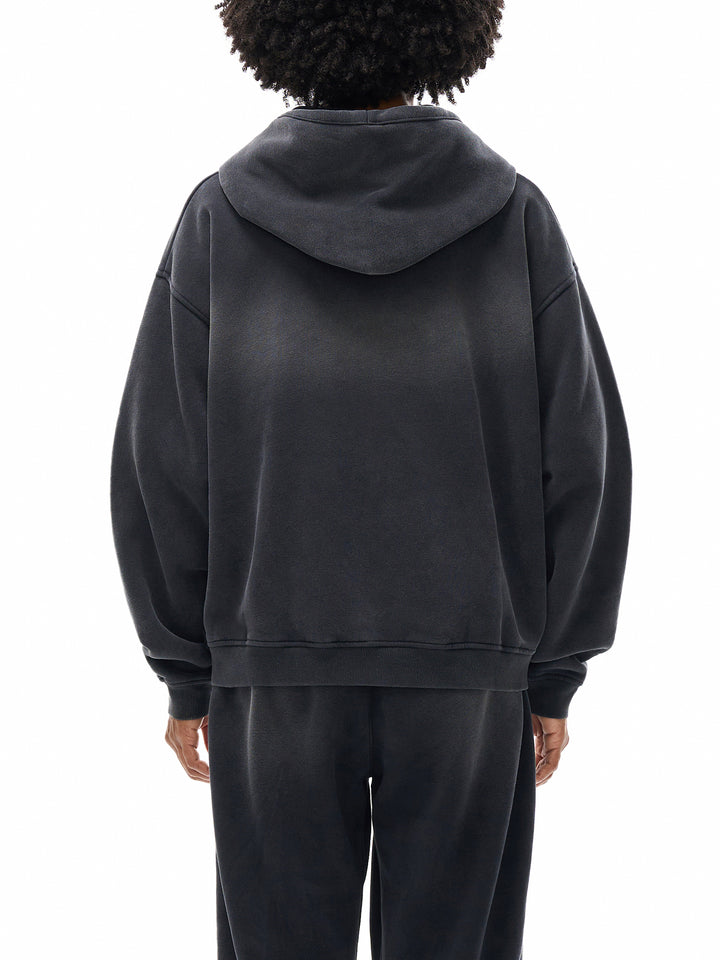 Sunfade Two-way Zipper Boxy Fleece Hoodie