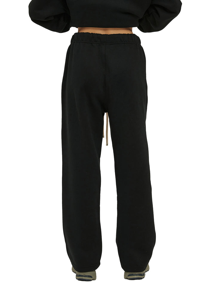 Streetwear Unisex Solid Color Fleece Straight Leg Pants