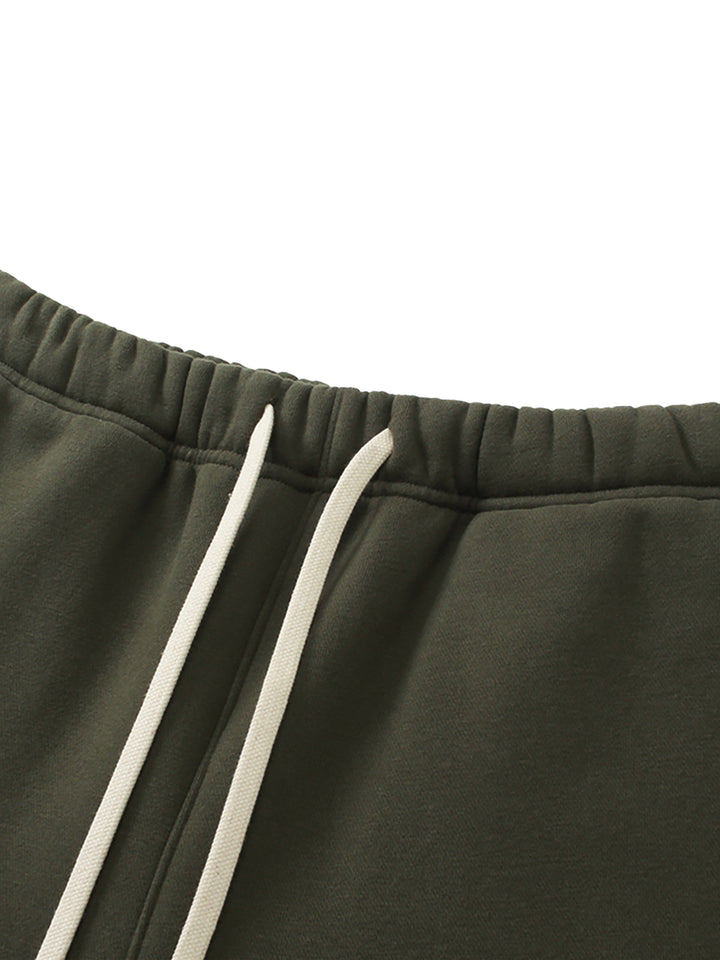 Streetwear Unisex Solid Color Fleece Straight Leg Pants