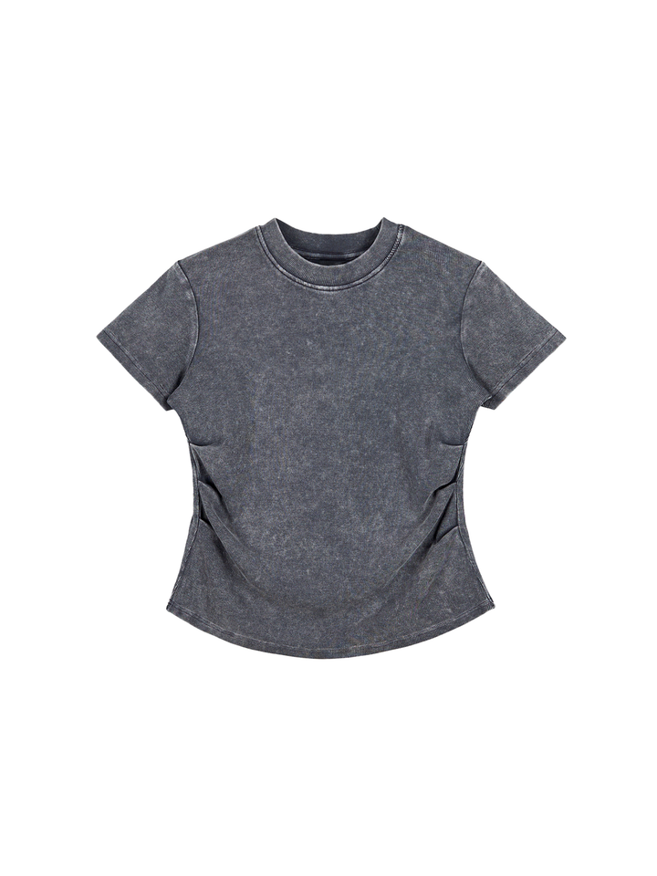 Vintaged-Wash Bodycon Cotton T-Shirt