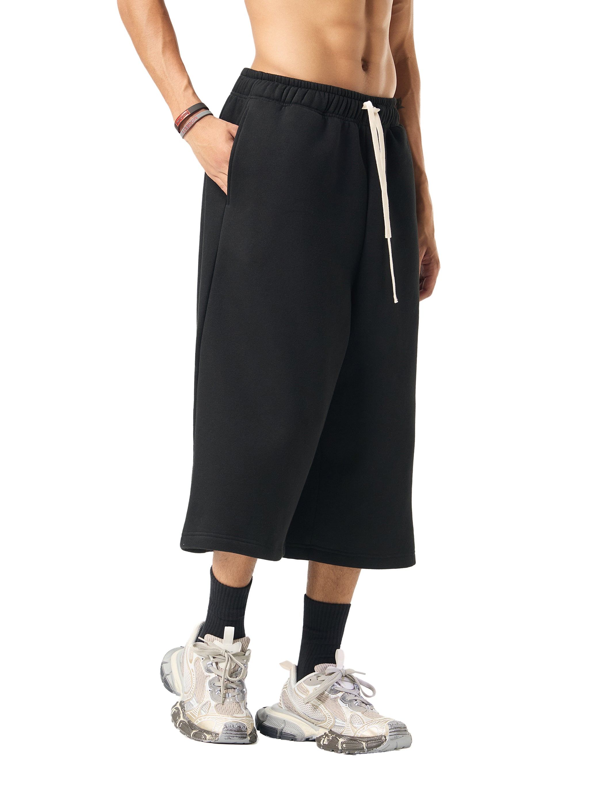 Relaxed Drawstring 3/4 Sweatpants