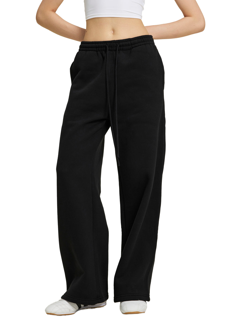 Fleece Drawstring Straight-Leg Sweatpants