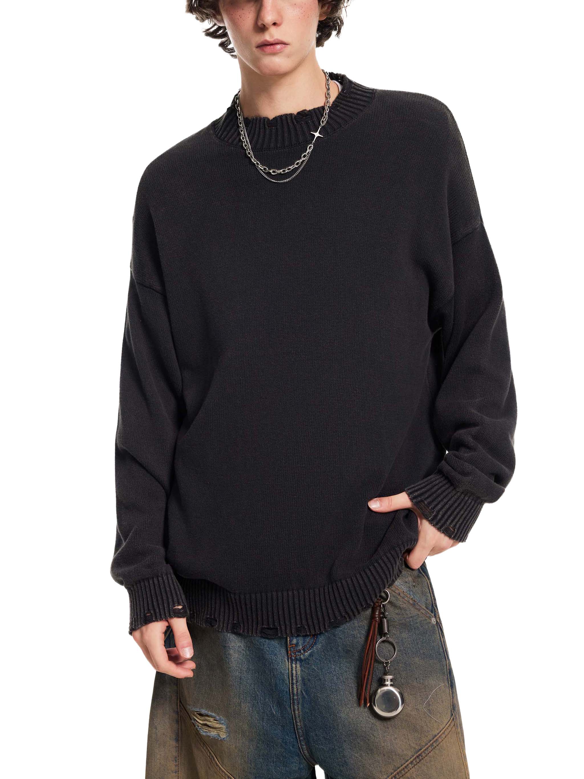 Vintage Washed Hand-Frayed Sweater