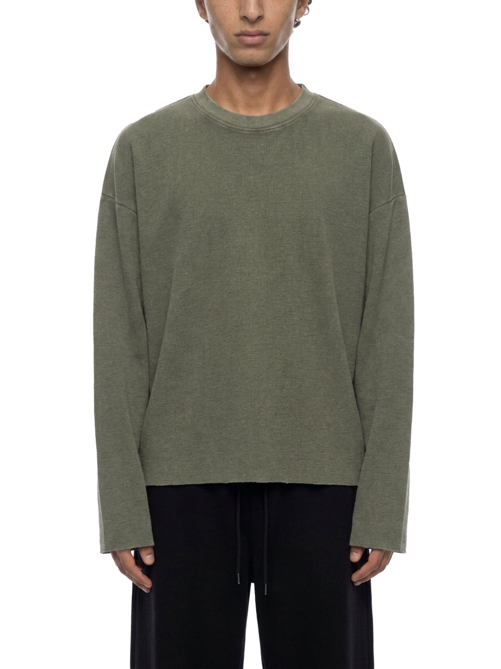 Unisex Vintage Wash Boxy  Waffle Raw Edge T-Shirt