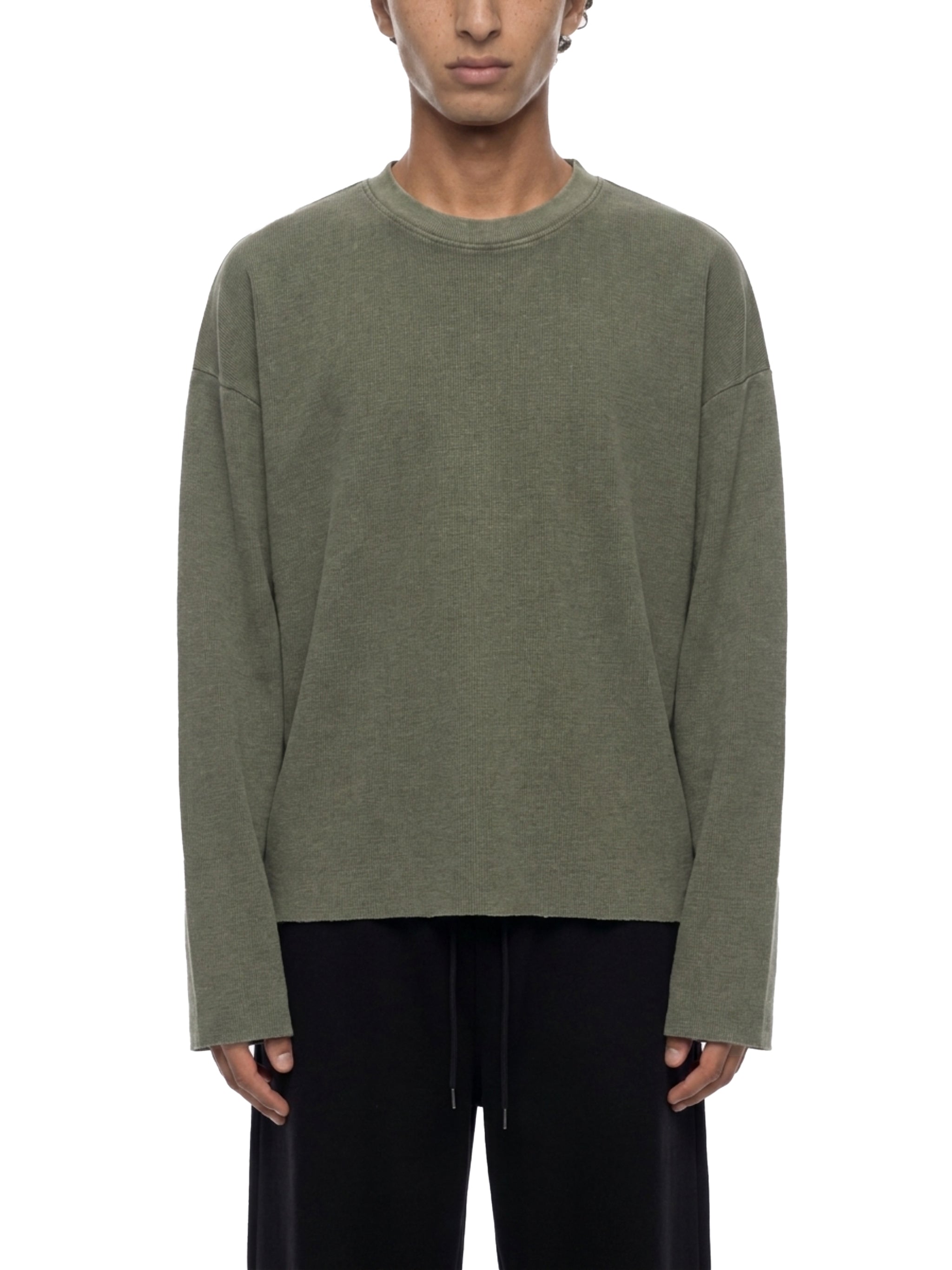 Unisex Vintage Wash Boxy  Waffle Raw Edge T-Shirt