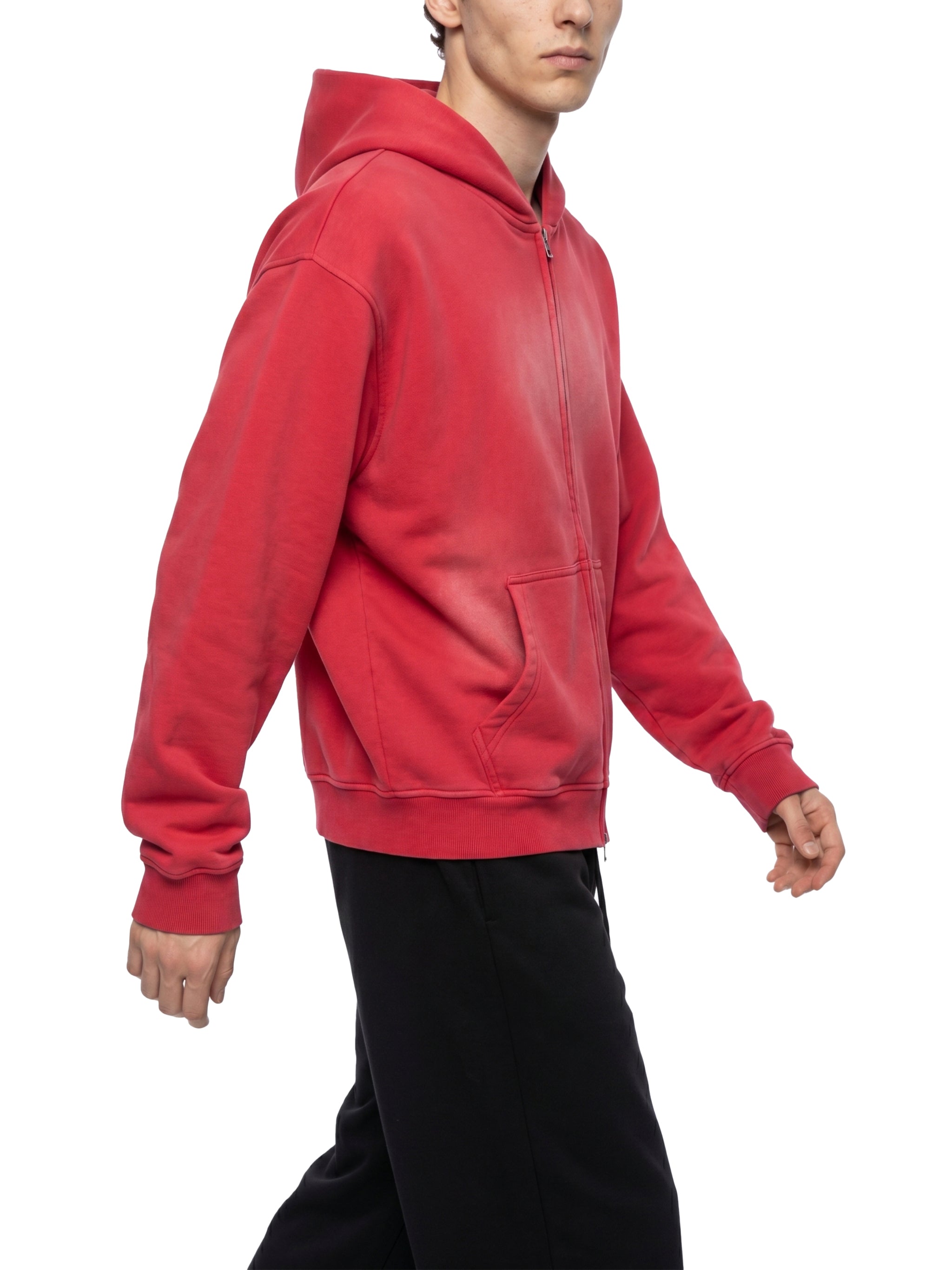 Sunfade Two-way Zipper Boxy Fleece Hoodie