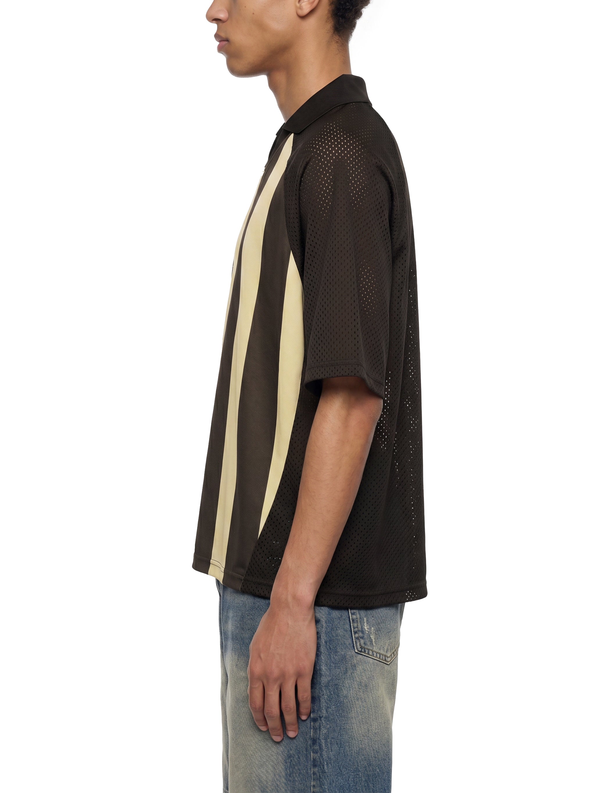 Unisex Striped Mesh Boxy Soccer Jersey