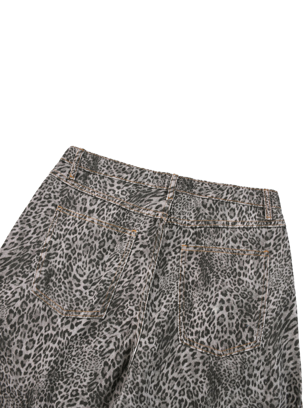 Unisex Vintage Wash Leopard Wide Leg Jeans