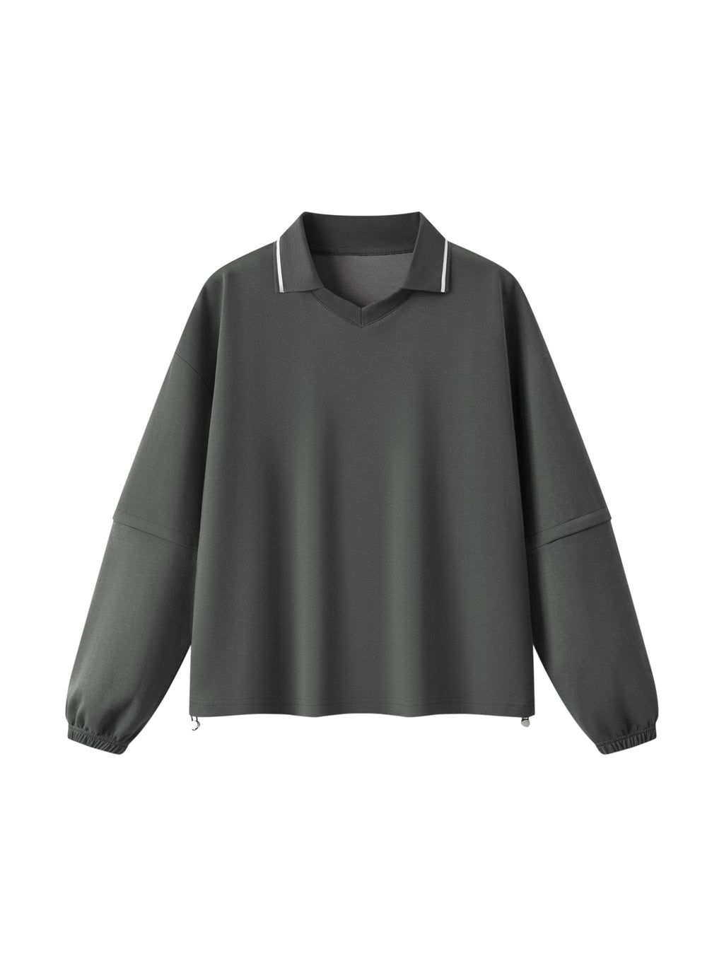 V Boxy Collared Detachable Sweatshirt