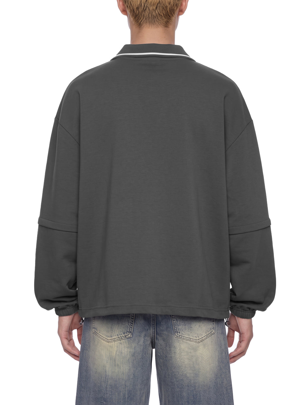 V Boxy Collared Detachable Sweatshirt