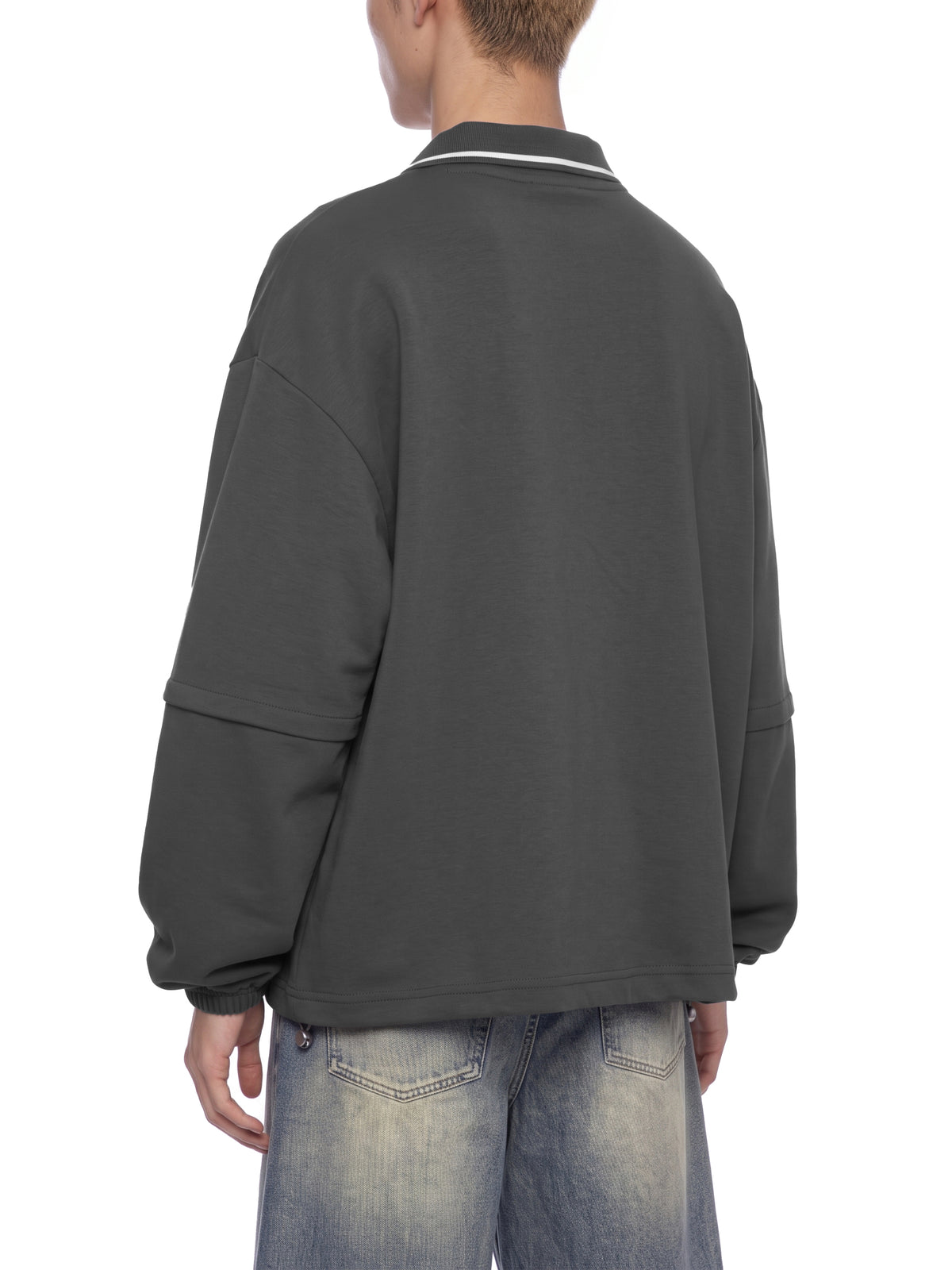 V Boxy Collared Detachable Sweatshirt