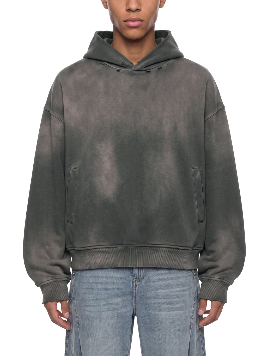 Unisex Sunfade Distressed Boxy Hoodie