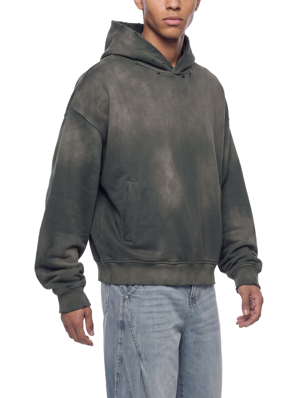Unisex Sunfade Distressed Boxy Hoodie