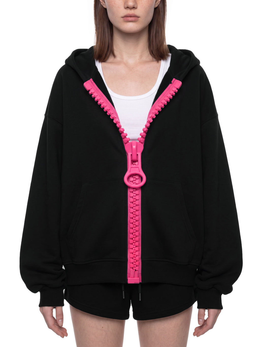 V Oversized Chunky-Zip Boxy Hoodie
