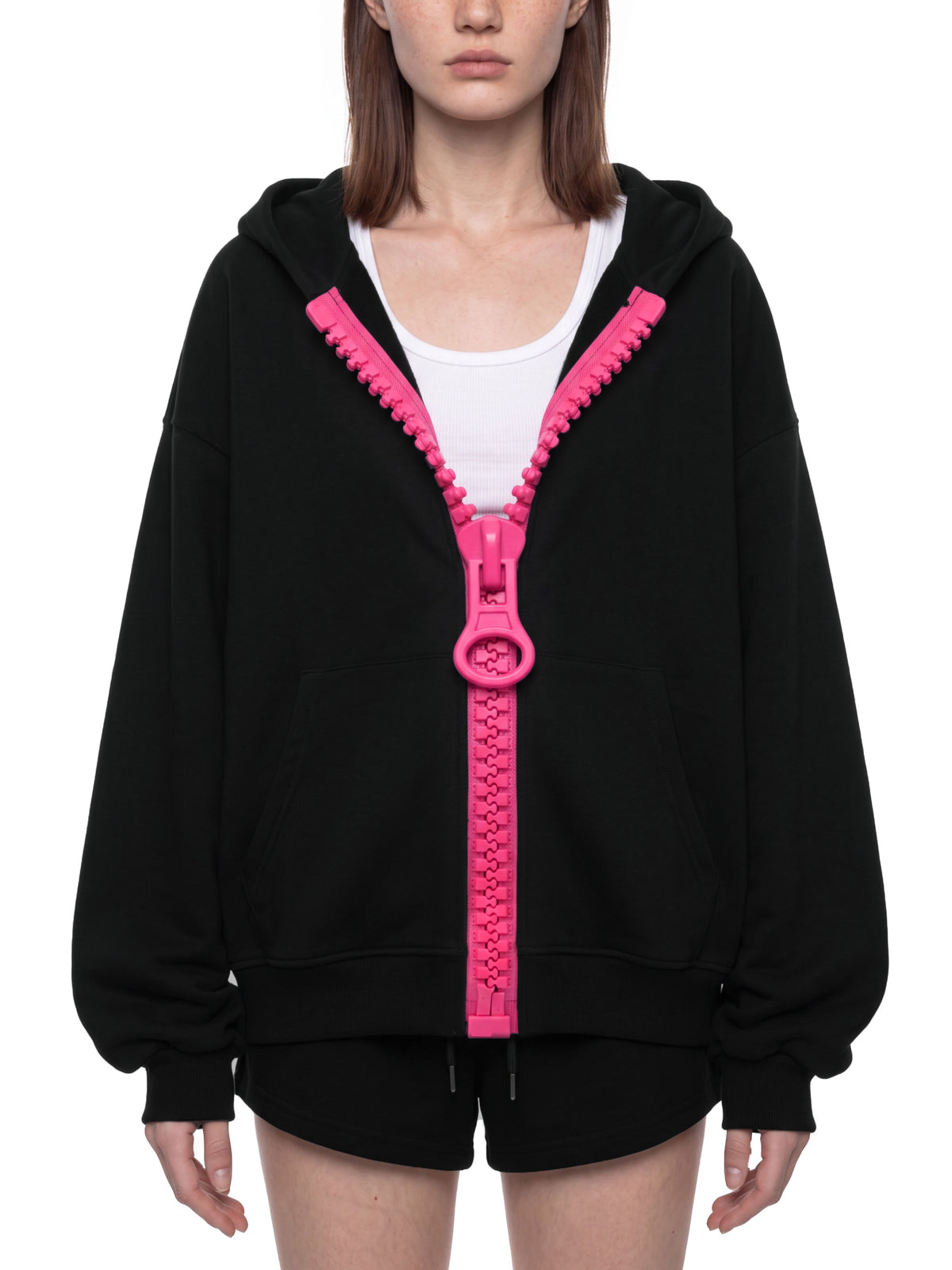 V Oversized Chunky-Zip Boxy Hoodie