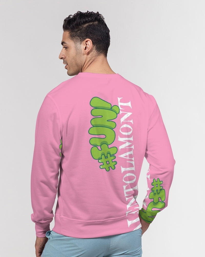 VALENTOLAMONT pink  Men's Classic French Terry Crewneck Pullover