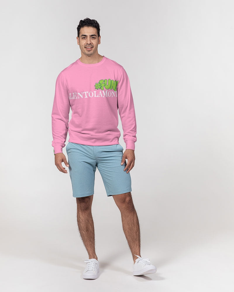 VALENTOLAMONT pink  Men's Classic French Terry Crewneck Pullover