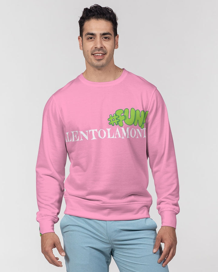 VALENTOLAMONT pink  Men's Classic French Terry Crewneck Pullover